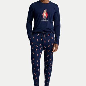 Polo Ralph Lauren Polo Bear Men's Pajama Set XL 2 Piece Shirt Jogger Pants Navy